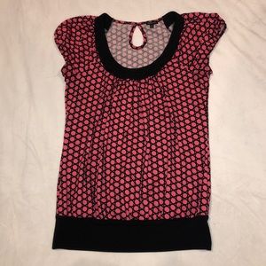 Black and Pink Polka-Dot Blouse